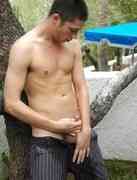 Young stud Wesley pisses on himself and jerks off at Boys Pissing!